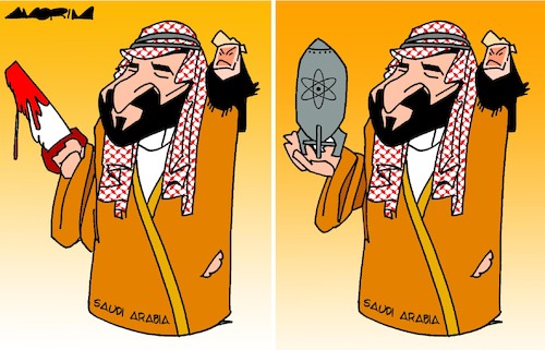 Cartoon: Tools (medium) by Amorim tagged saudiarabia,trump,mohammed,bin,salman,saudiarabia,trump,mohammed,bin,salman