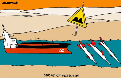 Cartoon: Traffic (medium) by Amorim tagged iran,straitofhormuz,usa,iran,straitofhormuz,usa