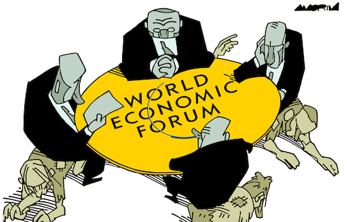 Cartoon: World Economic Forum (medium) by Amorim tagged davos,world,economic,forum,rich,poor