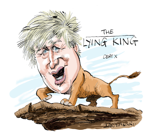 Cartoon: Boris Johnson (medium) by Ian Baker tagged boris,johnson,ian,baker,caricature,cartoon,politics,prime,minister,conservative,party,uk,world,trump,lion,king,disney,animation,film,kids,cinema,hair,cliff,illustration