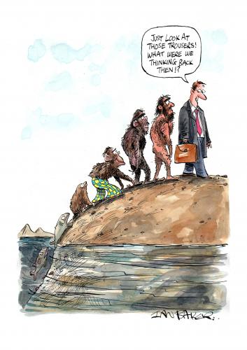 Cartoon: Exhibition Cartoon (medium) by Ian Baker tagged evolution,nature,science,animals,man