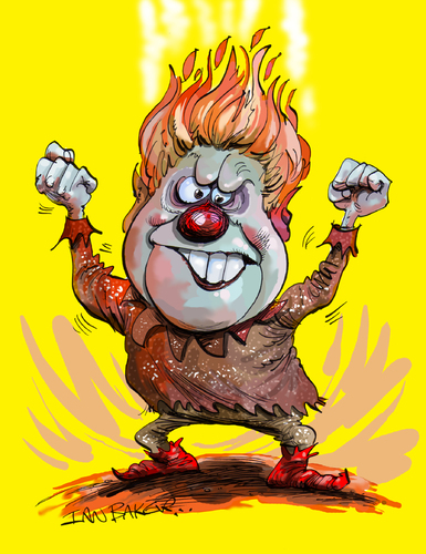 Cartoon: Heat Miser (medium) by Ian Baker tagged animation,ian,baker,cartoon,cartoons,film,rankin,bass,horror,felix,francesca,sixties,funny,gag,illustration,puppets