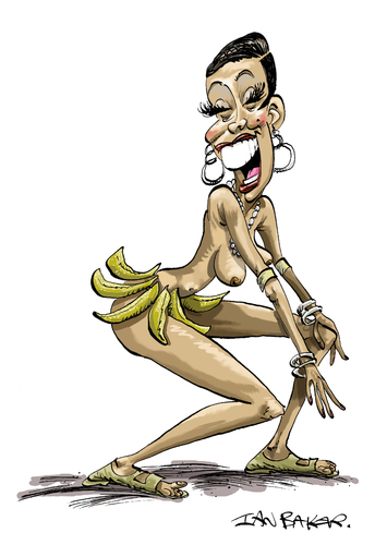 Cartoon: Josephine Baker (medium) by Ian Baker tagged josephine,baker,nude,dancer,cabaret,revue,paris,twenties,burlesque,showbiz,art,deco,folies,bergeres,bananas,caricature
