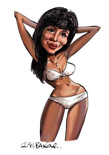 Cartoon: Kissy Suzuki (medium) by Ian Baker tagged kissy,sazuki,james,bond,007,spy,sixties,caricature,bikini