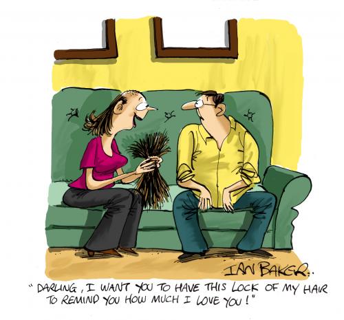 Cartoon: Must be love (medium) by Ian Baker tagged hair,love,relationship,devotion
