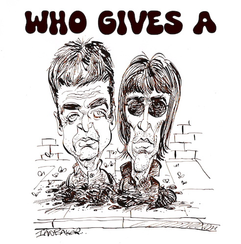 Cartoon: Oasis reunion (medium) by Ian Baker tagged oasis,90s,band,group,music,noel,gallagher,liam,reunion,tour,wonderwall,ian,baker,cartoon,caricature,illustration,parody,spoof,satire,poo,street