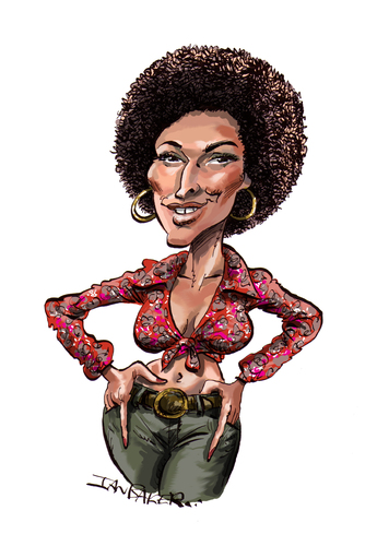 Cartoon: Pam Grier (medium) by Ian Baker tagged baker,ian,blaxploitation,movies,film,seventies,grier,pam,caricature,foxy,brown,afro,sexy,cartoon,action