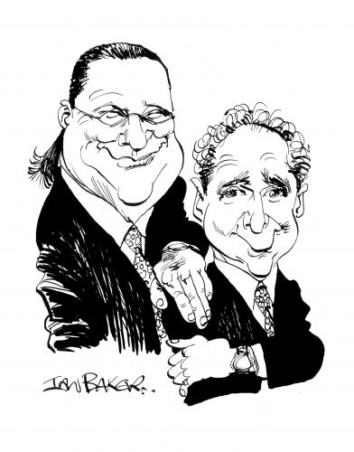 Cartoon: Penn and Teller (medium) by Ian Baker tagged pen,teller,magic,caricature