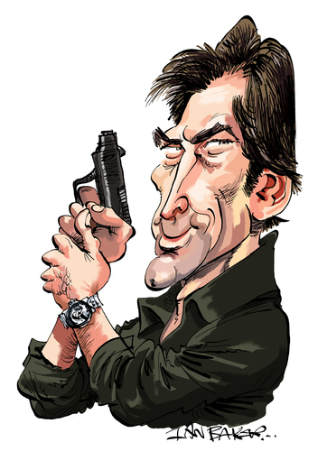 Cartoon: Timothy Dalton (medium) by Ian Baker tagged timothy,dalton,james,bond,007,spy,film,caricature,hero,gun,eighties
