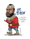 Cartoon: Mr T-Rex (small) by Ian Baker tagged mr,team,tv,movies,actor,bouncer,boxer,tough,muscles,sylvester,stallone,ian,baker,cartoon,caricature,parody,spoof,satire,illustration,ba,baracus,jewellry,jewellery,fight,chains,80s