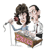 Cartoon: SPARKS (small) by Ian Baker tagged sparks,band,group,70s,80s,synth,pop,ron,russell,mael,ian,baker,cartoon,caricature,spoof,parody,satire,illustration,music,rock,this,town,aint,big,enough,for,the,both,of,us