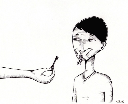 Cartoon: Freedom of speech (medium) by Adene tagged freedom,speech