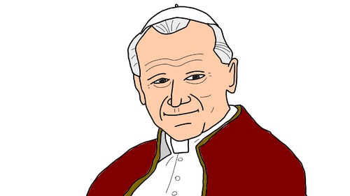 Cartoon: Pope John Paul II (medium) by gustavomchagas tagged giovanni,paolo,ii,jan,pawel,joao,paulo,john,paul,karol,wojtyla,papa,pope