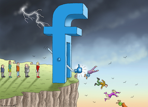 Cartoon: 11000 FACEBOOKMITARBEITER (medium) by marian kamensky tagged facebook,meta,entlassungen,zuckerberg,facebook,meta,entlassungen,zuckerberg