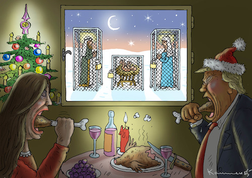 Cartoon: A HOLY SHIT CHRISTMAS (medium) by marian kamensky tagged groko,spd,parteitag,schulz,würselen,merkel,andrea,nahles,scholz,hessen,wahlen,akk,kühnert,bremen,rezo,weihnachten,trump,groko,spd,parteitag,schulz,würselen,merkel,andrea,nahles,scholz,hessen,wahlen,akk,kühnert,bremen,rezo,weihnachten,trump