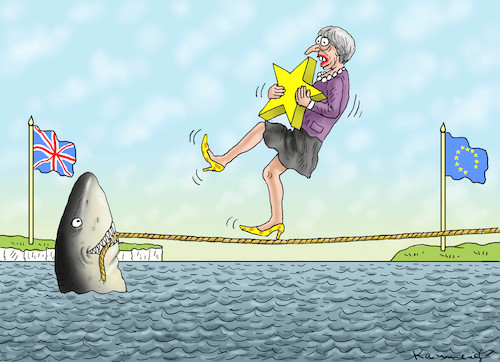 Cartoon: AKROBATIN THERESA MAY (medium) by marian kamensky tagged brexit,theresa,may,england,eu,schottland,weicher,wahlen,boris,johnson,nigel,farage,no,deal,referendum,brexit,theresa,may,england,eu,schottland,weicher,wahlen,boris,johnson,nigel,farage,no,deal,referendum