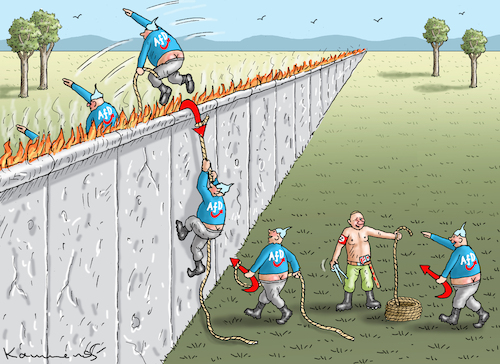 Cartoon: ANTIFASCHISTISCHE BRANDMAUER (medium) by marian kamensky tagged eu,wahlen,afd,rechtsradikal,lügen,krah,korruption,spionage,antifaschistische,brandmauer,eu,wahlen,afd,rechtsradikal,lügen,krah,korruption,spionage,antifaschistische,brandmauer