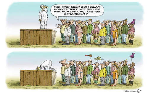 Cartoon: AUGENHÖHE (medium) by marian kamensky tagged islamistenterror,konvertiten,is,islamistenterror,konvertiten,is