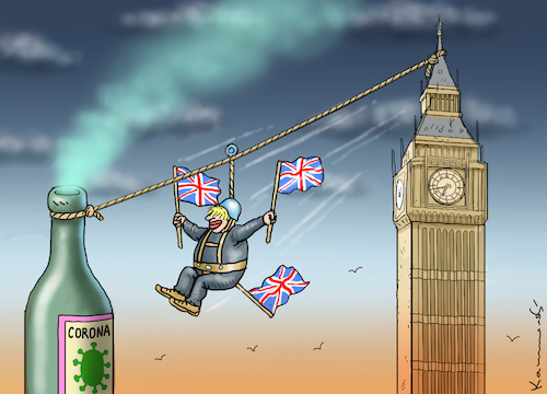 Cartoon: BORIS AM ABFLUG (medium) by marian kamensky tagged curevac,testzentren,corona,impfung,pandemie,booster,omikron,boris,johnson,impfpflicht,curevac,testzentren,corona,impfung,pandemie,booster,omikron,boris,johnson,impfpflicht