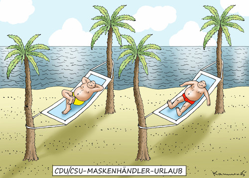 Cartoon: CDU-MASKENHÄNDLER-URLAUB (medium) by marian kamensky tagged merkel,seehofer,unionskrise,csu,cdu,flüchtlinge,gauland,merz,afd,akk,spahn,pegida,hutbürger,höcke,führer,wahlen,thüringen,kemmerich,tag,der,deutschen,vorsitz,söder,laschet,einheit,moria,lesbos,maskenhändler,urlaub,merkel,seehofer,unionskrise,csu,cdu,flüchtlinge,gauland,merz,afd,akk,spahn,pegida,hutbürger,höcke,führer,wahlen,thüringen,kemmerich,tag,der,deutschen,vorsitz,söder,laschet,einheit,moria,lesbos,maskenhändler,urlaub