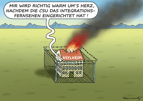 Cartoon: CSU INTEGRATIONSFERNSEHEN (medium) by marian kamensky tagged eu,flüchtlinge,asyl,politik,willkommenskultur,terrorismus,heidenau,horst,seehofer,bayern,eu,flüchtlinge,asyl,politik,willkommenskultur,terrorismus,heidenau,horst,seehofer,bayern