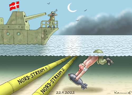 Cartoon: DÄNEN MACHTEN VERDÄCHTIGE FOTOS (medium) by marian kamensky tagged gas,pipeline,sabotage,putin,lng,nords,stream,gas,pipeline,sabotage,putin,lng,nords,stream