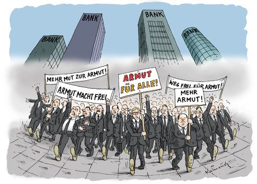 Cartoon: DEMO DER BÄNKER (medium) by marian kamensky tagged finanzkrise,armutsbericht,eu,krise,demonstration,finanzkrise,armutsbericht,eu,krise,demonstration