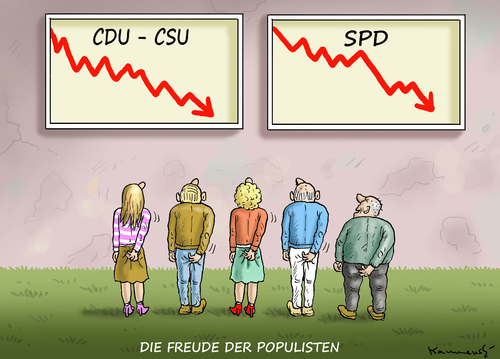 Cartoon: DIE FREUDE DER POPULISTEN (medium) by marian kamensky tagged csu,cdu,spd,umfrage,forsa,forsa,umfrage,spd,cdu,csu