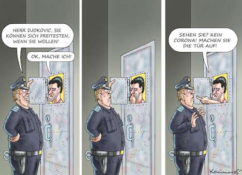 Cartoon: DJOKOVICS FREITEST (medium) by marian kamensky tagged djokovic,freitest,djokovic,freitest