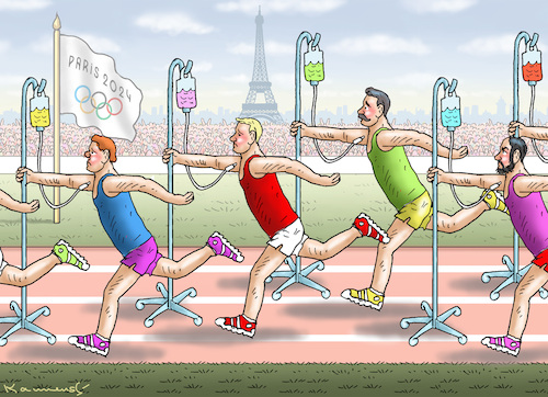 Cartoon: DOPING OLYMPIA (medium) by marian kamensky tagged doping,olympia,paris,doping,olympia,paris