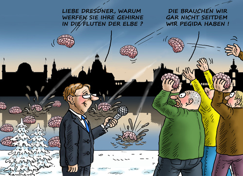 Cartoon: DRESDNER GEHIRNE (medium) by marian kamensky tagged rechtsüberholer,csu,pegida,rechtsüberholer,csu,pegida