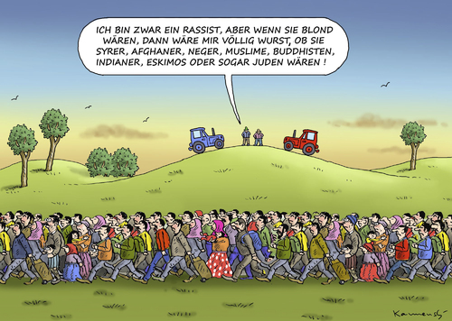 Cartoon: EIN GUTER RASSIST (medium) by marian kamensky tagged flüchtlingspolitik,sachsen,säxit,pegida,flüchtlingspolitik,sachsen,säxit,pegida
