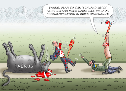Cartoon: ENDLICH KRIEG! (medium) by marian kamensky tagged bundeswehr,super,gau,taurus,putin,ukraine,krieg,bundeswehr,super,gau,taurus,putin,ukraine,krieg