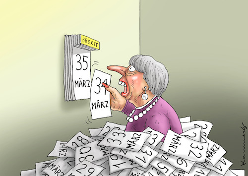 Cartoon: ENDLOSER MÄRZ (medium) by marian kamensky tagged brexit,theresa,may,england,eu,schottland,weicher,wahlen,boris,johnson,nigel,farage,referendum,brexit,theresa,may,england,eu,schottland,weicher,wahlen,boris,johnson,nigel,farage,referendum