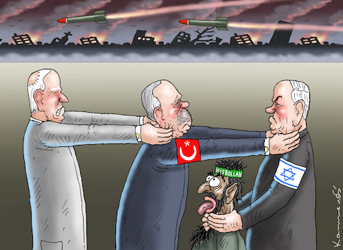 Cartoon: ERDOGAN WILL AUCH KÄMPFEN (medium) by marian kamensky tagged erdogan,will,auch,kämpfen,hisbollah,israel,erdogan,will,auch,kämpfen,hisbollah,israel