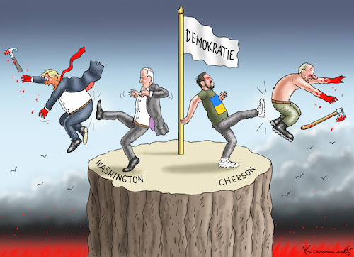 Cartoon: ETAPPENSIEG DER DEMOKRATIE (medium) by marian kamensky tagged midterms,usa,cherson,putin,selenskyj,midterms,usa,cherson,putin,selenskyj