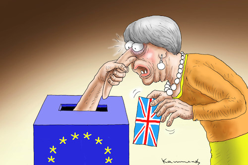 Cartoon: EU-ELECTION WITH THERESA MAY (medium) by marian kamensky tagged brexit,theresa,may,england,eu,schottland,weicher,wahlen,boris,johnson,nigel,farage,ostern,seidenstrasse,xi,jinping,referendum,trump,monsanto,bayer,glyphosa,strafzölle,brexit,theresa,may,england,eu,schottland,weicher,wahlen,boris,johnson,nigel,farage,ostern,seidenstrasse,xi,jinping,referendum,trump,monsanto,bayer,glyphosa,strafzölle