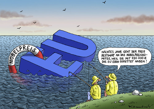 Cartoon: EU Nobelpreis (medium) by marian kamensky tagged eu,nobelpreis,krise,eu,nobelpreis,krise