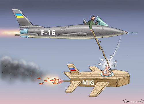 Cartoon: F-16 VERSUS MIG (medium) by marian kamensky tagged 16,versus,mig,ukraine,putin,16,versus,mig,ukraine,putin