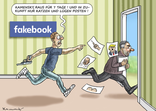 Cartoon: FACEBOOKSPERRE FÜR 7 TAGE (medium) by marian kamensky tagged facebooksperre,für,tage,facebooksperre,für,tage