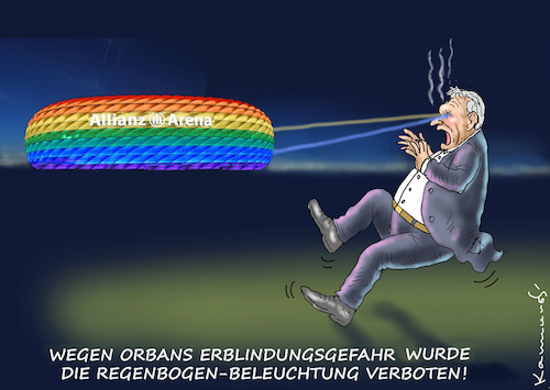 Cartoon: FASCHIST ORBAN HAT GEWONNEN (medium) by marian kamensky tagged faschist,orban,hat,gewonnen,uefa,em,allianz,beleuchtung,faschist,orban,hat,gewonnen,uefa,em,allianz,beleuchtung