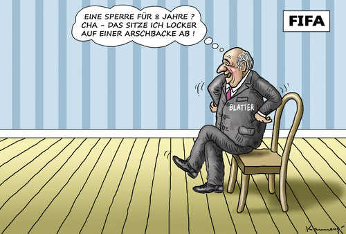 Cartoon: FIFA SPERRE FÜR BLATTER (medium) by marian kamensky tagged fbi,und,blatter,fifa,fussbal,platini,korruption,rücktritt,fbi,und,blatter,fifa,fussbal,platini,korruption,rücktritt