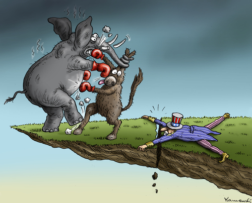 Cartoon: Fiscal cliff of the uncle Sam (medium) by marian kamensky tagged finanzkippe,usa,obama,republikaner,demokraten,finanzkrise,haushatsloch,finanzkippe,usa,obama,republikaner,demokraten,finanzkrise,haushatsloch