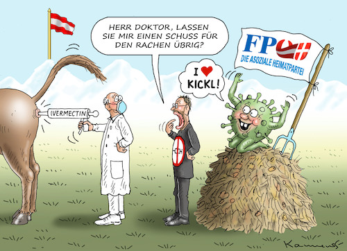 Cartoon: FPÖ-DIE ASOZIALE HEIMATPARTEI (medium) by marian kamensky tagged curevac,testzentren,corona,impfung,pandemie,booster,impfpflicht,curevac,testzentren,corona,impfung,pandemie,booster,impfpflicht