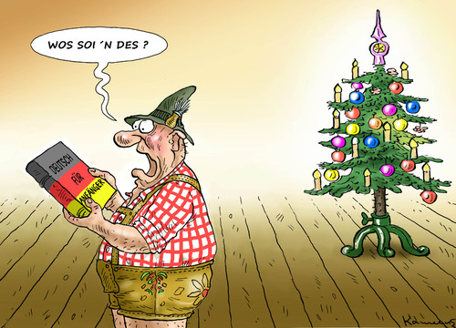 Cartoon: GESCHENK FÜR DEN BAYER (medium) by marian kamensky tagged santa,klaus,weihnachten,geschenke,bescherung,santa,klaus,weihnachten,geschenke,bescherung