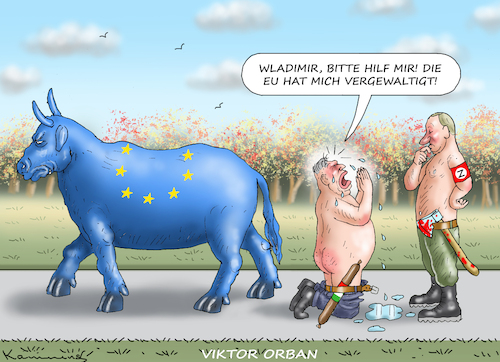 Cartoon: GEWALTTÄTIGE EU (medium) by marian kamensky tagged flüchtlingsgipfel,viktor,orban,vergewaltigung,flüchtlingsgipfel,viktor,orban,vergewaltigung