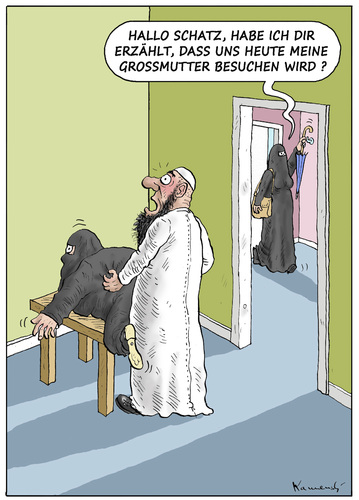 Cartoon: Grossmutter (medium) by marian kamensky tagged papst,islam,türkei,mekka,mocca,papst,islam,türkei,mekka,mocca