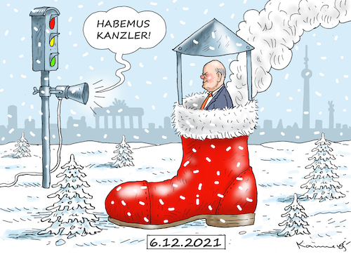 Cartoon: HABEMUS KANZLER! (medium) by marian kamensky tagged tv,triell,laschet,baerbock,scholz,merkel,lindner,ampel,laschets,zukunftsteam,tv,triell,laschet,baerbock,scholz,merkel,lindner,ampel,laschets,zukunftsteam