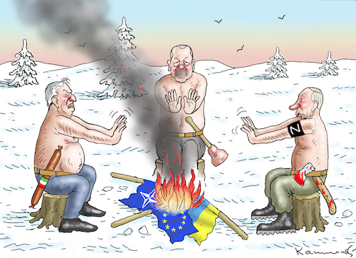 Cartoon: HALBNACKTER VERRÄTERWAHNSINN (medium) by marian kamensky tagged putins,bescherung,ukraine,provokation,swift,nato,osterweiterung,putins,bescherung,ukraine,provokation,swift,nato,osterweiterung