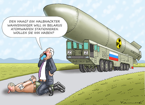 Cartoon: HALBNACKTER WAHNSINN (medium) by marian kamensky tagged lukaschenko,putin,atomwaffen,belarus,lukaschenko,putin,atomwaffen,belarus